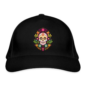 Tête de mort mexicaine, sugar skull dia de Muertos - Casquette classique bio - noir - Devant