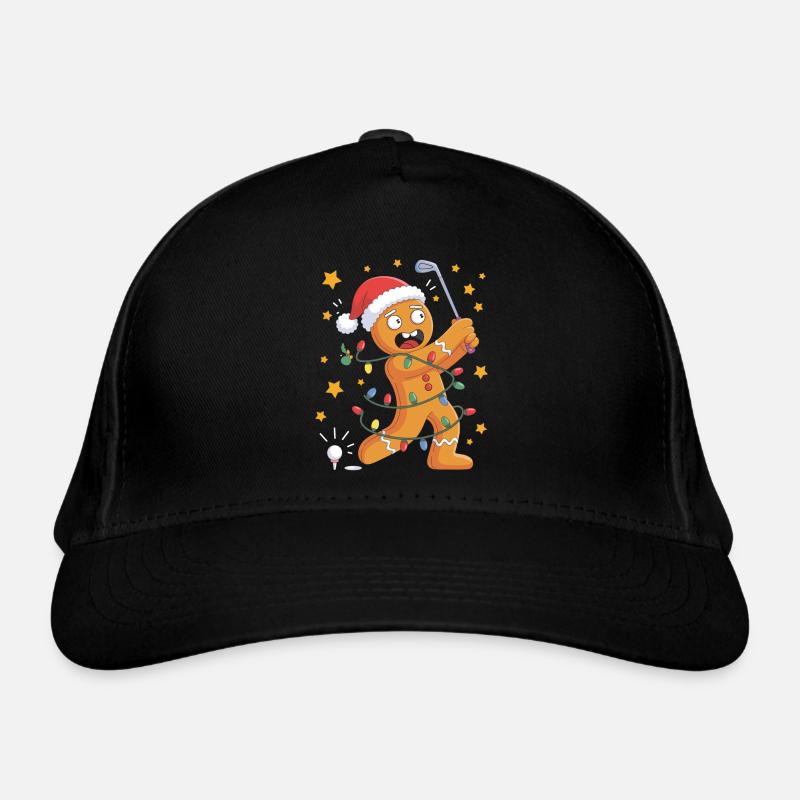 Golf Weihnachts Shirt mit Lebkuchenmann Bio-Baseballkappe