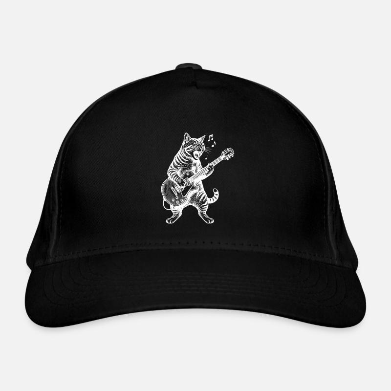 Tier Gitarre Katze Musik Kunst - Bio-Baseballkappe - Schwarz