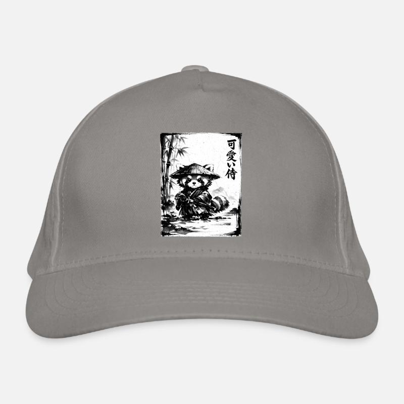 Samurai Roter Panda Sumi-e Tuschezeichnung Bio-Baseballkappe