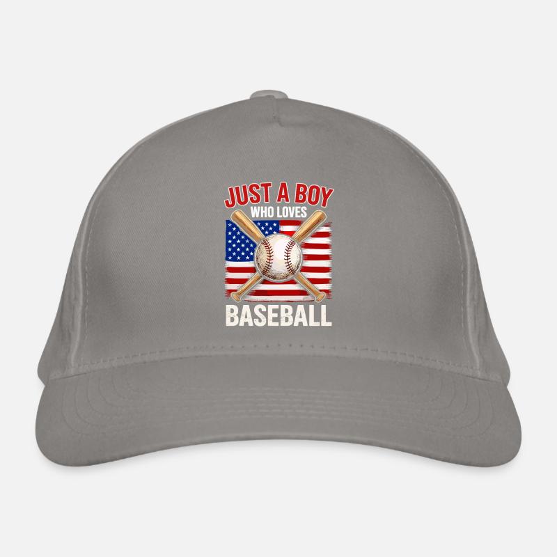 Boy loves baseball and flag Organic Baseball Cap