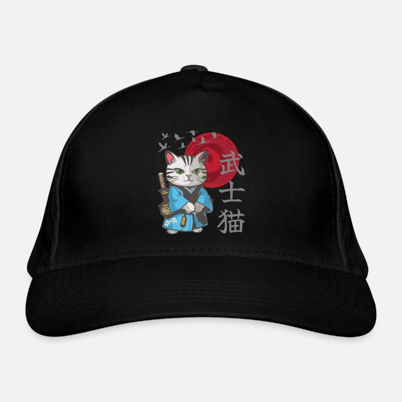 Cat Anime Japanese Samurai Kitten Organic Baseball Cap