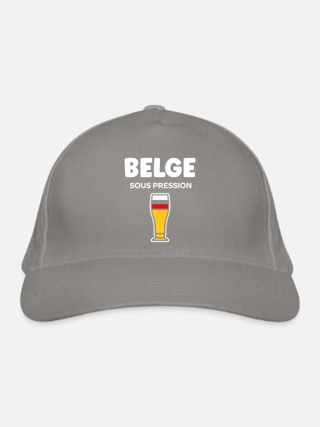 Belgisches Druckglasbier - Bio-Baseballkappe - Hellgrau - Vorne