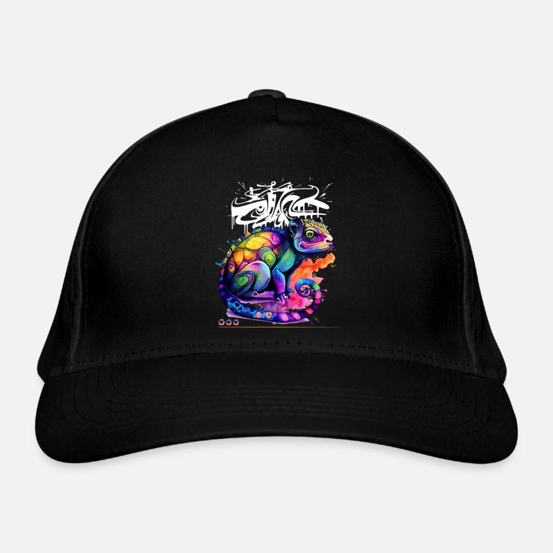 Farbenfroher Chamäleon Graffiti - Bio-Baseballkappe - Schwarz