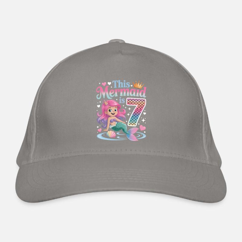 Mermaid 7th Birthday 7 Years Organic Baseball Cap