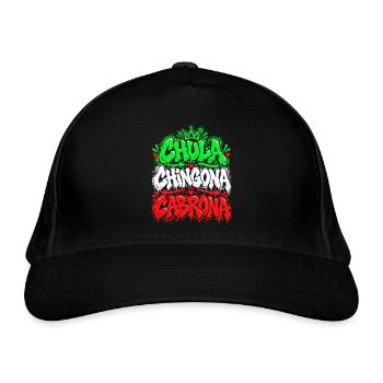 Chola Chingona Cabróna Graffiti - Bio-Baseballkappe - Schwarz - Vorne