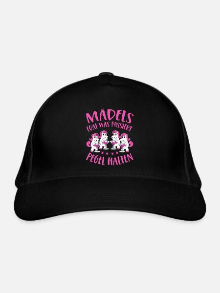 Mädels Pegel Halten Mallorca Sprüche Einhorn Party - Bio-Baseballkappe - Schwarz - Vorne