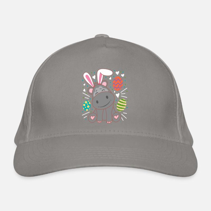 Hippo Wearing Rabbit Ears Funny Easter Sunday Organic Baseball Cap