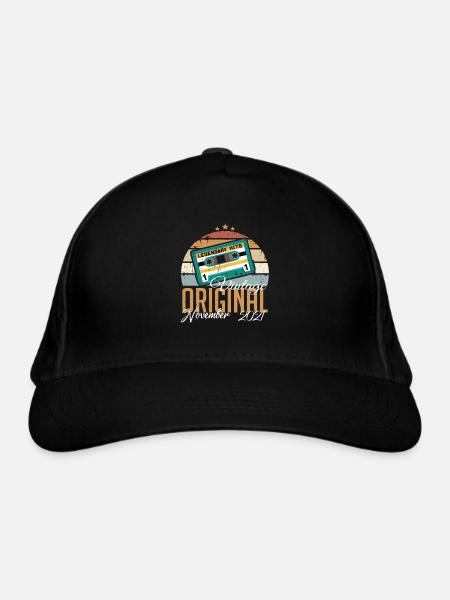 Geboren Im November 2021 Retro - Bio-Baseballkappe - Schwarz - Vorne