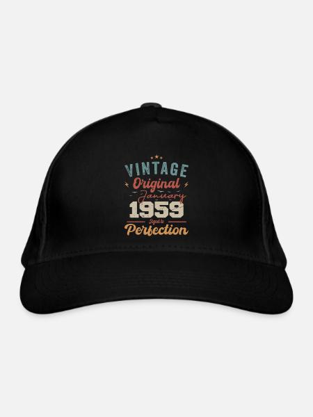January 1959 Legend for 65 years - Organic Baseball Cap - black - Front