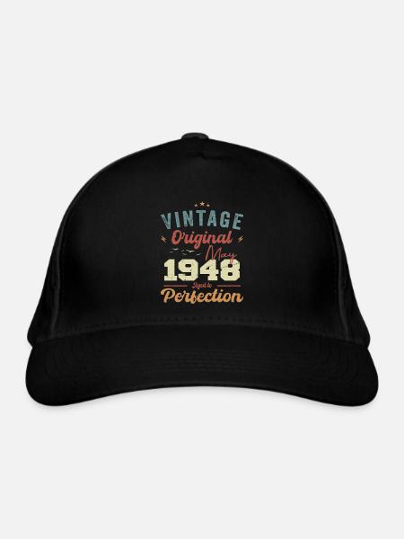 May 1948 Birthday May 1948 Gift May 1948 - Organic Baseball Cap - black - Front