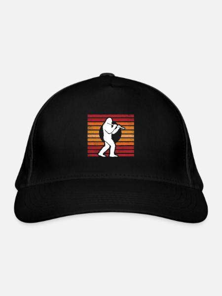 Sasquatch Bigfoot Querflöte Sunset Vintage - Bio-Baseballkappe - Schwarz - Vorne