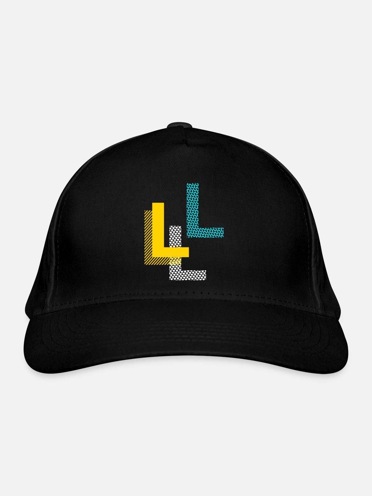 Buchstabe L - Bio-Baseballkappe - Schwarz - Vorne
