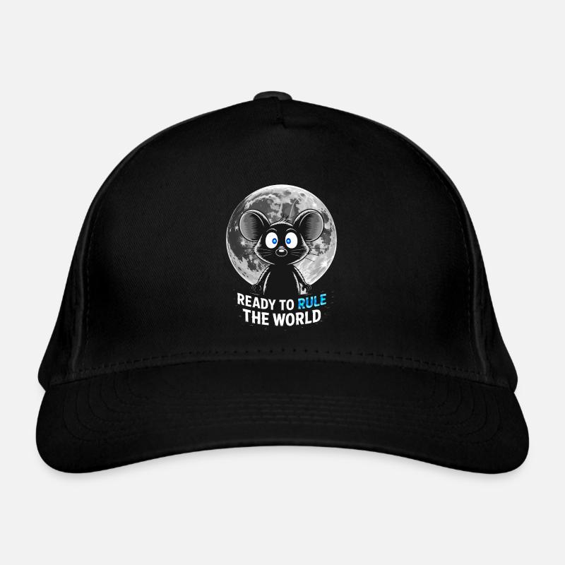 Ready to conquer the world – Mouse in the moonlight Organic Baseball Cap