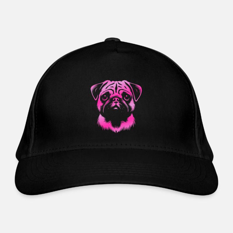 Pug, dog head, drawing pink Organic Baseball Cap