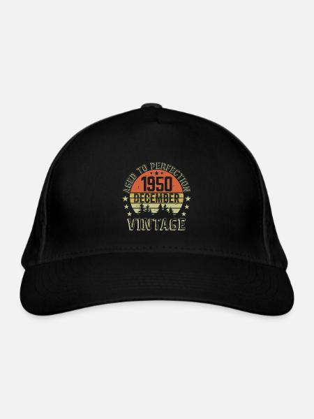 Retro Geburtstagsgeschenk - Geboren im Dezember 1950 - Bio-Baseballkappe - Schwarz - Vorne