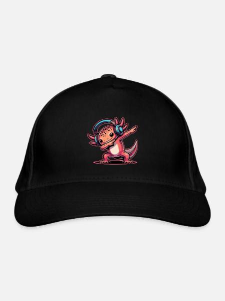 Dabbing Axolotl - Organic Baseball Cap - black - Front