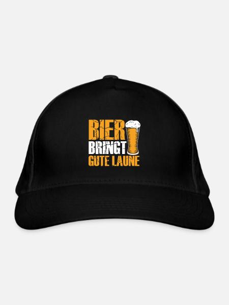 Bier bringt gute Laune, Humor, Spaß, Fun, Genuss, - Bio-Baseballkappe - Schwarz - Vorne