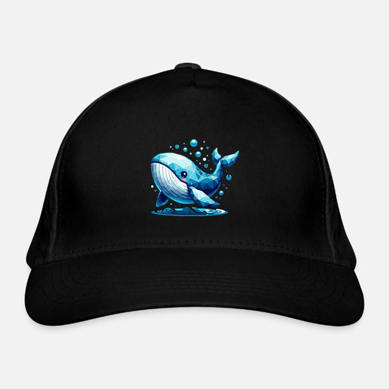 Cute Whale with Air Bubbles in Polygon Style Organic Baseball Cap