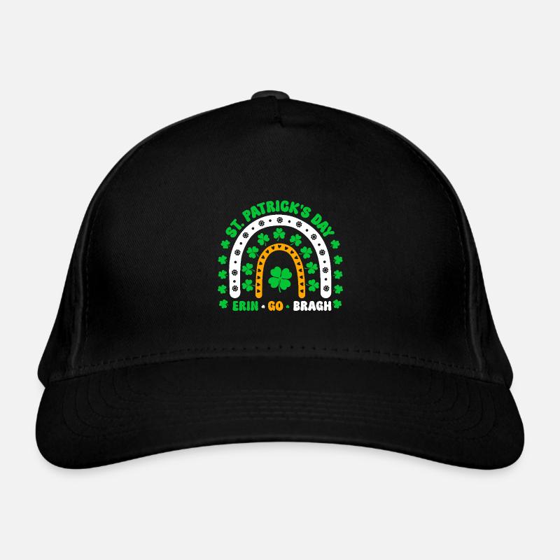 St. Patricks Day Boho Regenbogen Design mit Kleeblättern Bio-Baseballkappe