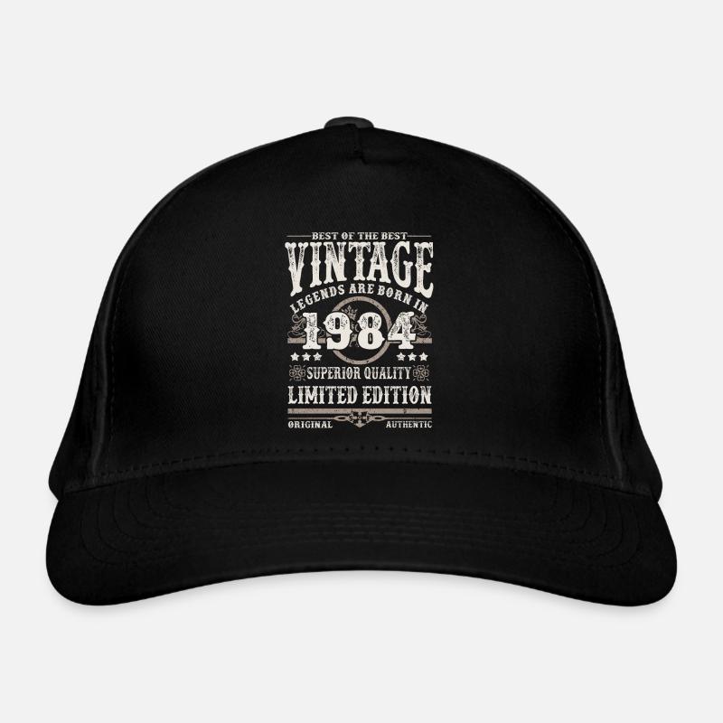 Legends are born in 1984 - Organic Baseball Cap - black