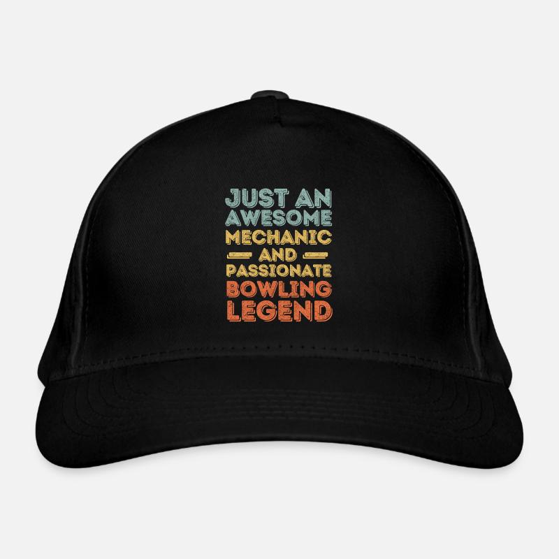 Mechanic bowling retro Organic Baseball Cap