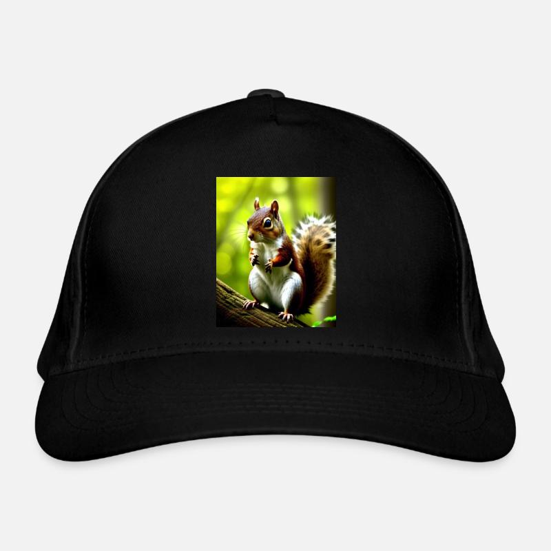 Cooles Comic Portrait wildes rotes Eichhörnchen majestätisch Bio-Baseballkappe