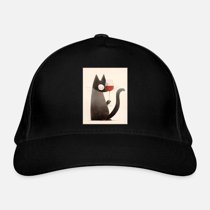 Katze mit Weinglas Bio-Baseballkappe