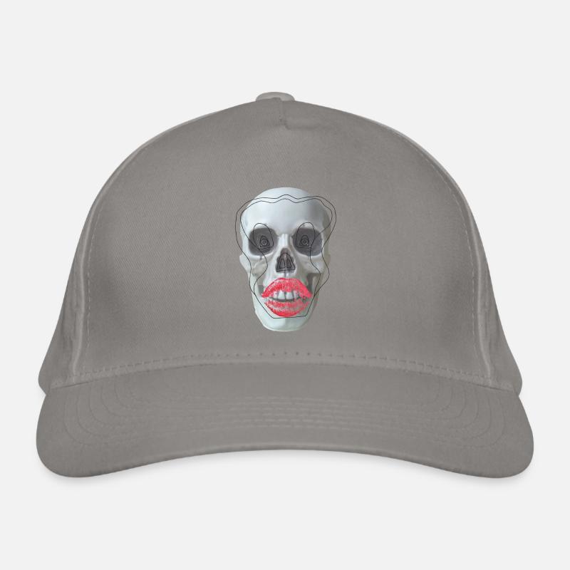 Skull with red lips Organic Baseball Cap