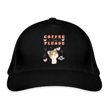 Coffee Please - Bio-Baseballkappe - Schwarz - Vorne