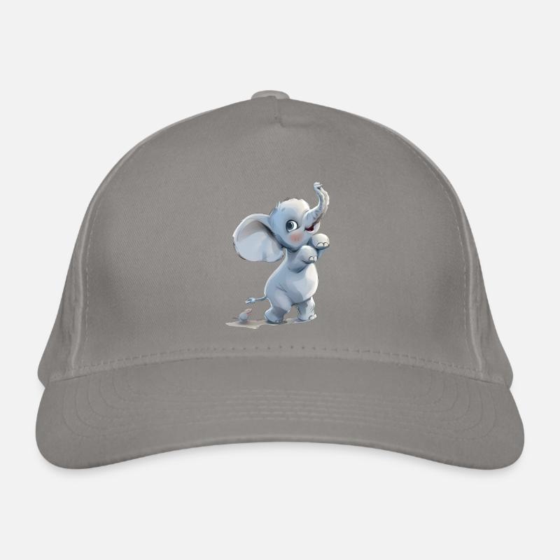 Little funny elephant with mouse Organic Baseball Cap