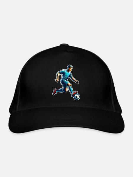 Fußball Fußballer - Bio-Baseballkappe - Schwarz - Vorne