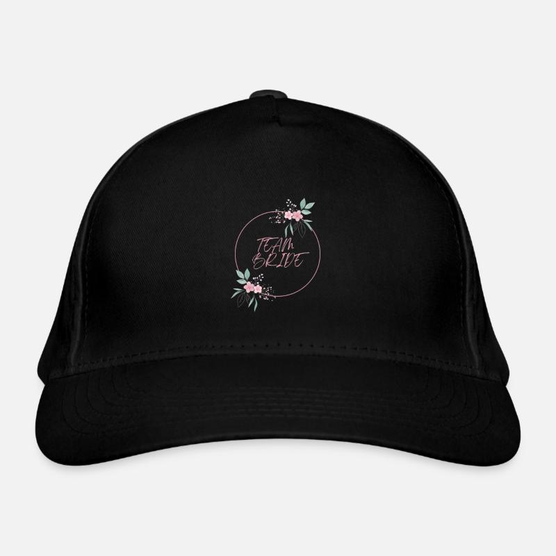 Team Bride Pink Circle Flowers Plain Organic Baseball Cap