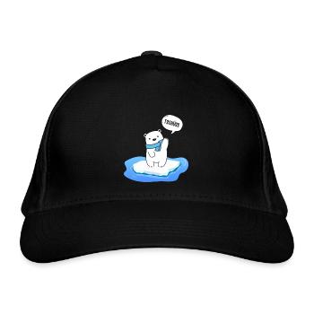 Kleiner Eisbär auf schmelzendem Eis - Tschüss - Bio-Baseballkappe - Schwarz - Vorne
