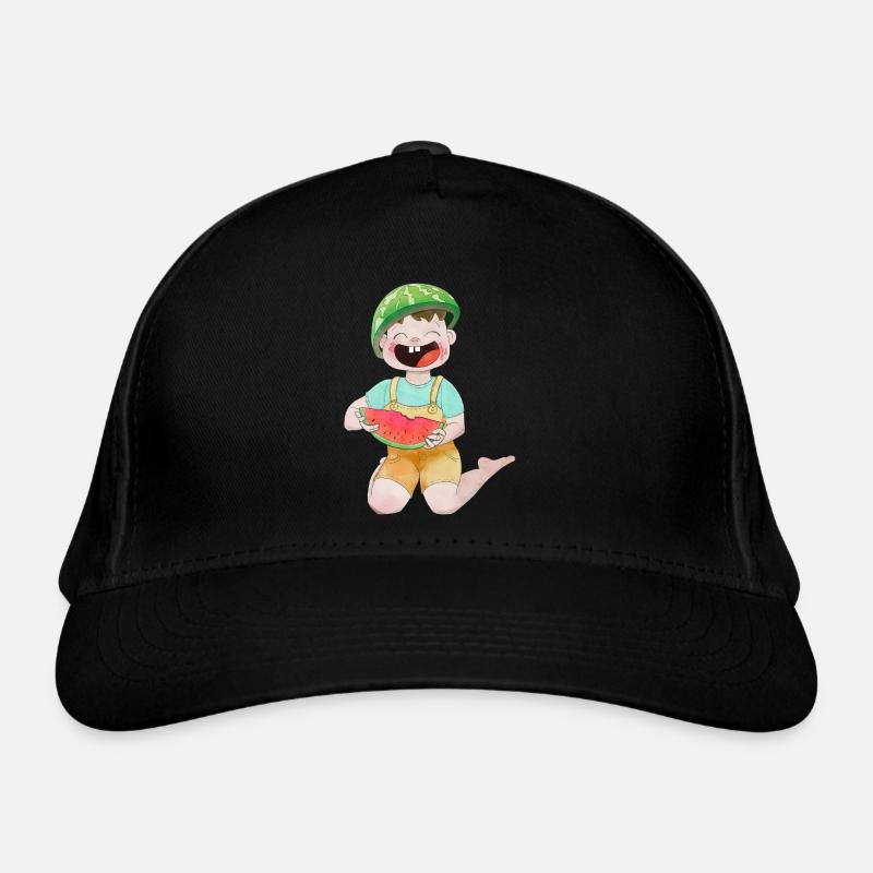 Happy child with watermelon Organic Baseball Cap
