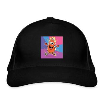Flame Buddy Run Bright Cartoon - Organic Baseball Cap - black - Front
