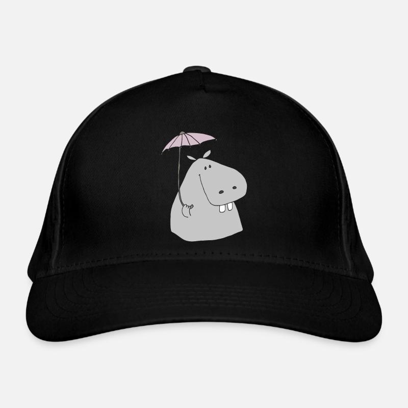 nilpferd mit schirm Bio-Baseballkappe
