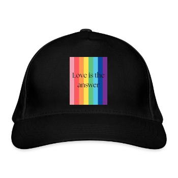 Love is the answer - Bio-Baseballkappe - Schwarz - Vorne