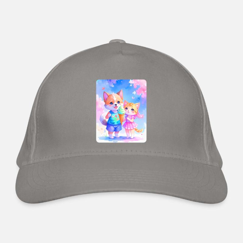 Toutou, chaton et crème glacée Casquette classique bio