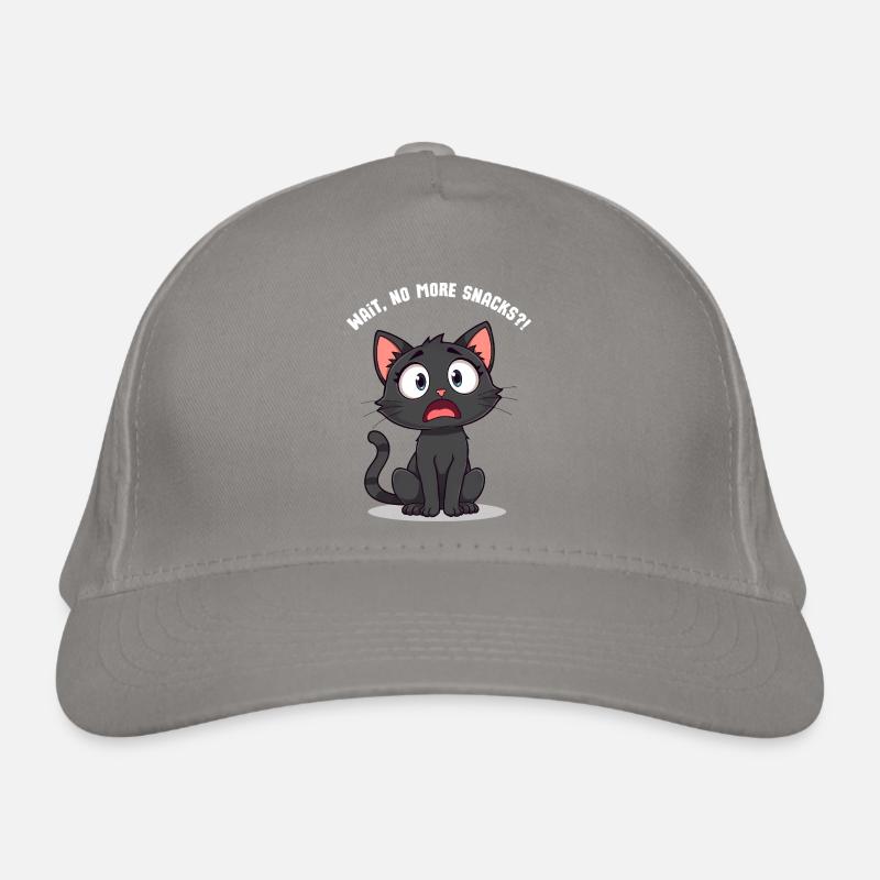 Chat de dessin animé noir choqué - attendez, plus de collations ?! Casquette classique bio