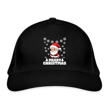 Santa Claus Christmas Merry Christmas Snow - Organic Baseball Cap - black - Front