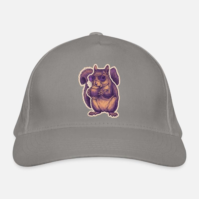Squirrel with sunglasses nibbling hazelnut Organic Baseball Cap