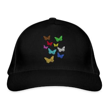 Neon Schmetterlinge  - Bio-Baseballkappe - Schwarz - Vorne