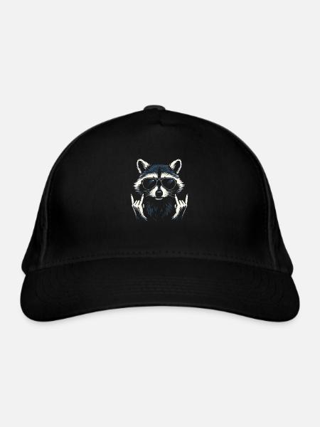 Rock Musique raton laveur Drôle Humour Idée cadeau - Casquette classique bio - noir - Devant