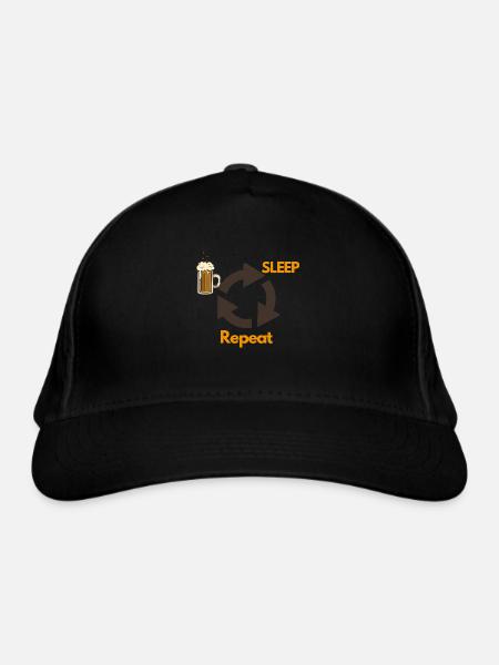 Drink ,Sleep, Repeat - Bio-Baseballkappe - Schwarz - Vorne
