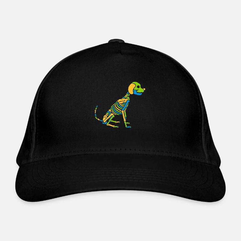 Chien squelette coloré Halloween Casquette classique bio
