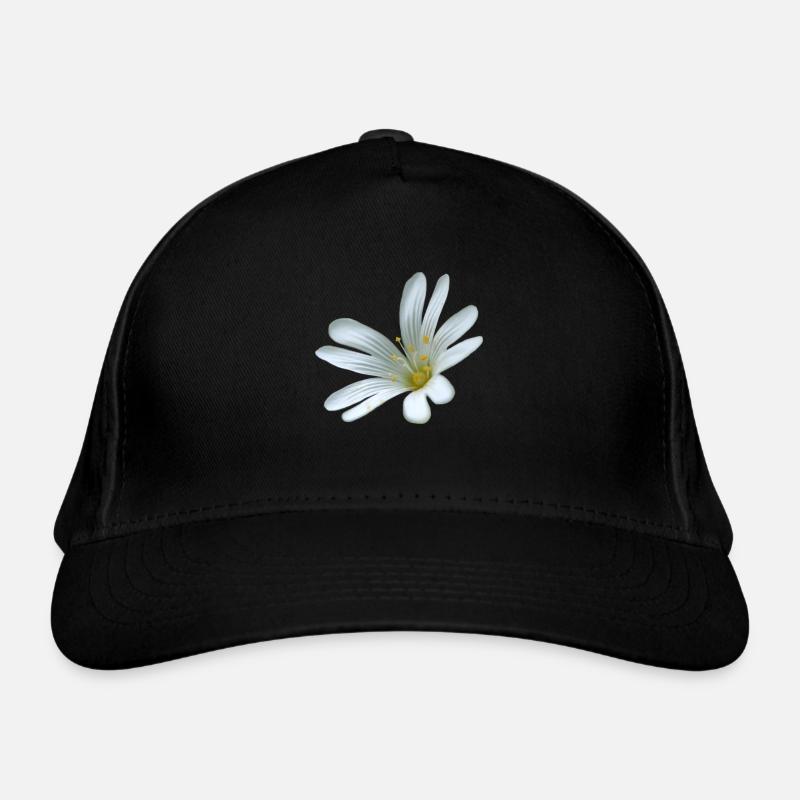white flower starweed Organic Baseball Cap