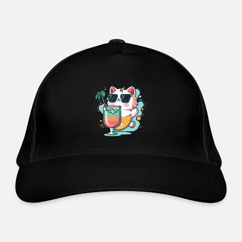 Sommer-Coolness: Katze mit Sonnenbrille Bio-Baseballkappe