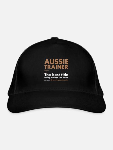 Dog Aussie Trainer Definiton - Bio-Baseballkappe - Schwarz - Vorne