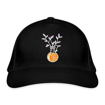 Flowery glass (white) - Organic Baseball Cap - black - Front